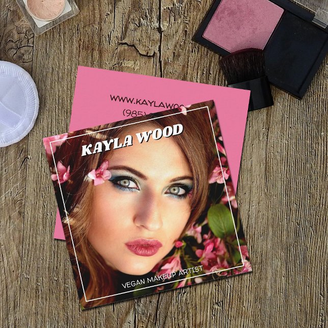Vegan Makeup Artist Square Business Card Quadratische Visitenkarte (Von Creator hochgeladen)