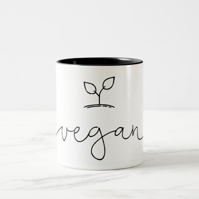 Vegan Minimalistisch Zweifarbige Tasse (Mittel)