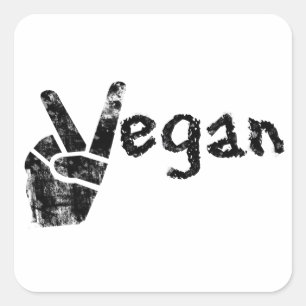 Vegan mit Friedenssymbol Quadratischer Aufkleber