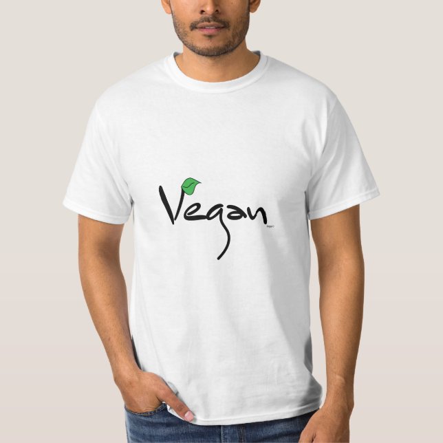 Vegan mit Green Leaf Cool T-Shirt (Vorderseite)
