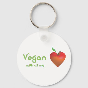 Vegan mit meinem ganzem Herzen (rotes Apfelherz) Schlüsselanhänger
