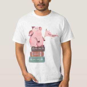 Vegan mit Niedlichem rosa Schweinegrippe T-Shirt