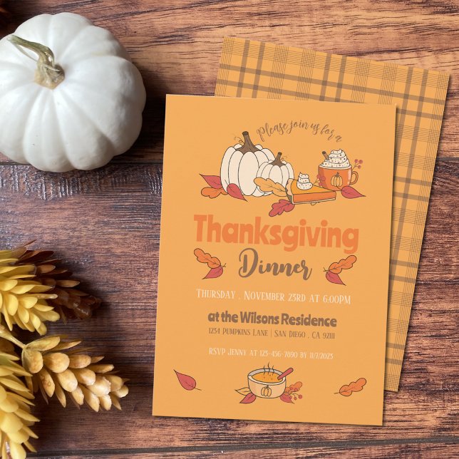 Vegan Ochre Editable Thanksgiving Invitation (Créateur téléchargé)