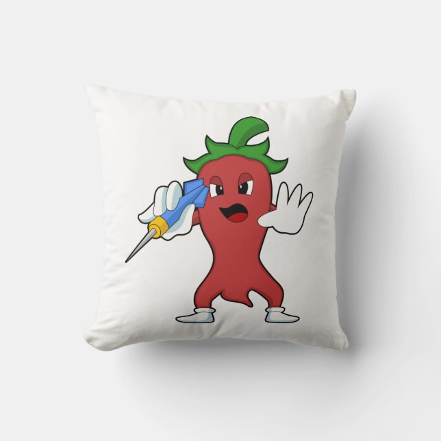 Vegan Pepper bei Darts mit Dart.PNG Kissen (Vorderseite)