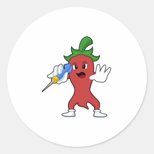 Vegan Pepper bei Darts mit Dart.PNG Runder Aufkleber (Vorderseite)