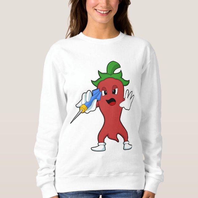 Vegan Pepper bei Darts mit Dart.PNG Sweatshirt (Vorderseite)