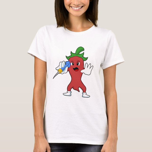 Vegan Pepper bei Darts mit Dart.PNG T-Shirt (Vorderseite)