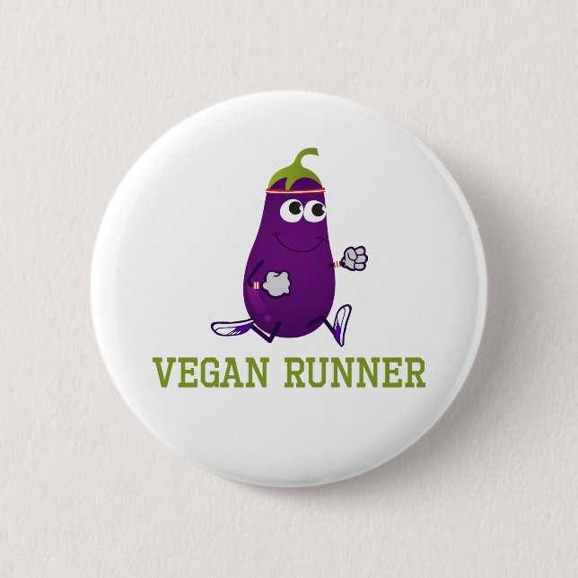 Vegan Runner Eggplant Button (Vorderseite)