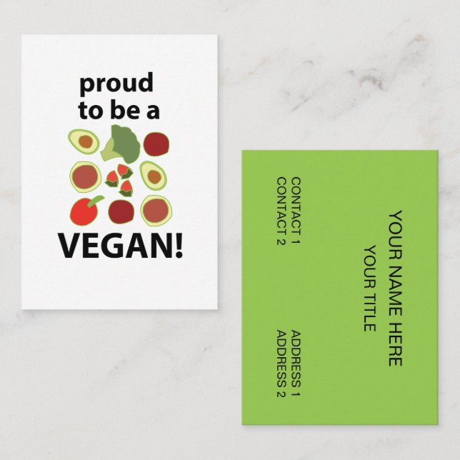 Vegan stolz darauf, Vegan zu sein Visitenkarte (Vorne/Hinten)