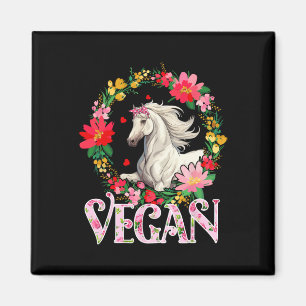 Vegan Süßes Pferd Blumen Kreis Landwirtschaft Lieb Magnet