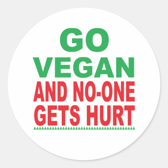 Vegan und niemand wird verletzt, Vegan Runder Aufkleber (Vorderseite)