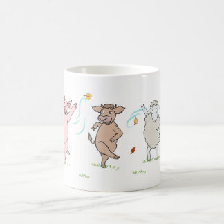 VeganBecher, Schwein, Kuh und Schaf, das tanzen Kaffeetasse