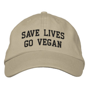 Vegane Baseballkappe (schwarzer Text) Bestickte Baseballkappe