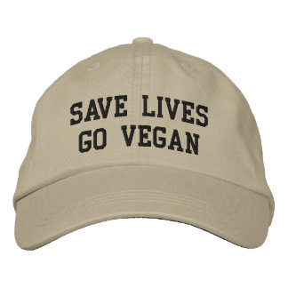 Vegane Baseballkappe (schwarzer Text) Bestickte Baseballkappe