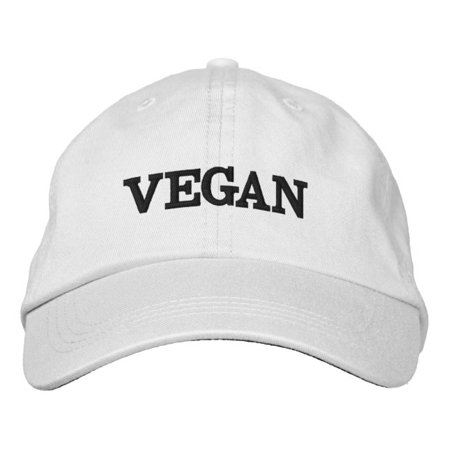 Vegane Baseballkappe (schwarzer Text) Bestickte Baseballkappe (Vorderseite)