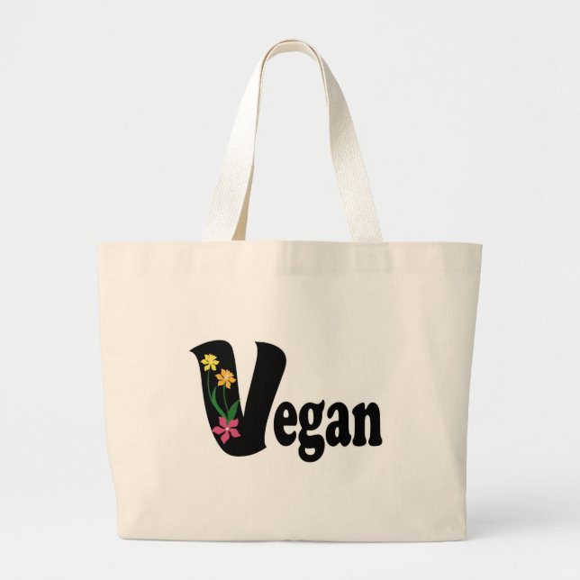 Vegane Blume Jumbo Stoffbeutel (Vorne)