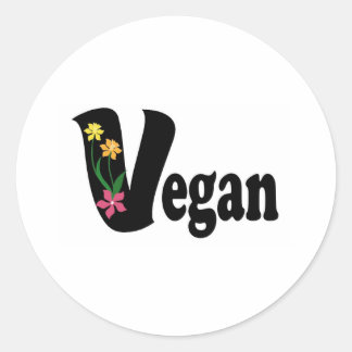 Vegane Blume Runder Aufkleber