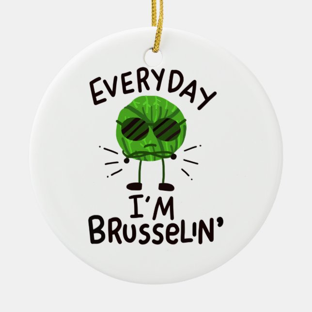 Vegane Brüssel-Sprossen Keramik Ornament (Vorne)