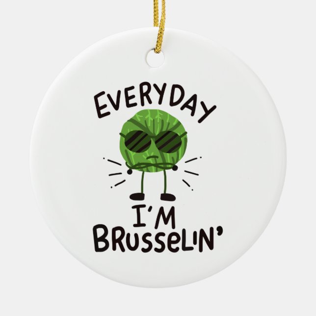 Vegane Brüssel-Sprossen Keramik Ornament (Vorne)