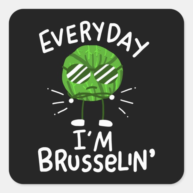 Vegane Brüssel-Sprossen Quadratischer Aufkleber (Vorderseite)