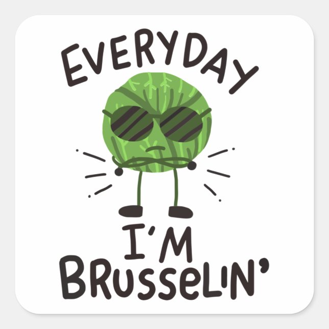 Vegane Brüssel-Sprossen Quadratischer Aufkleber (Vorderseite)