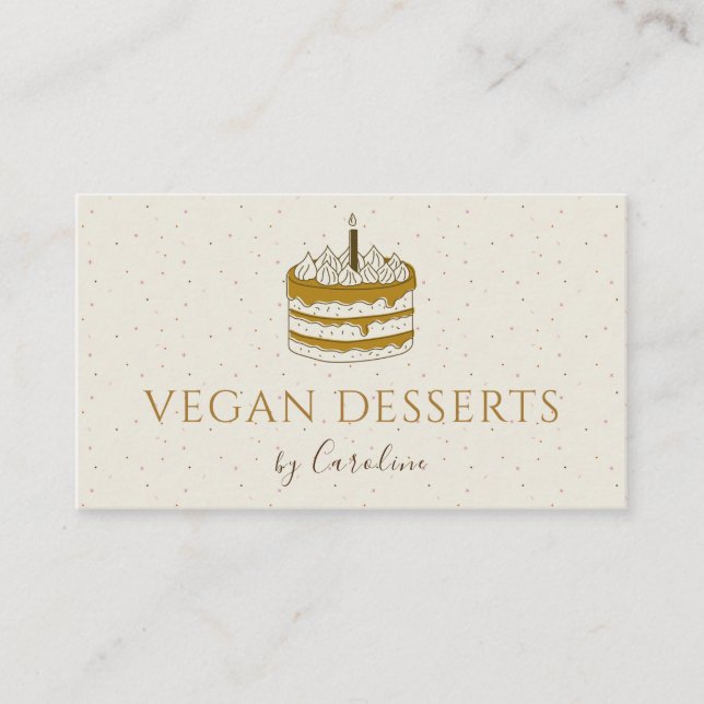 Vegane Desserts Kuchen neutrale Braune Pastelbäcke Visitenkarte (Vorderseite)