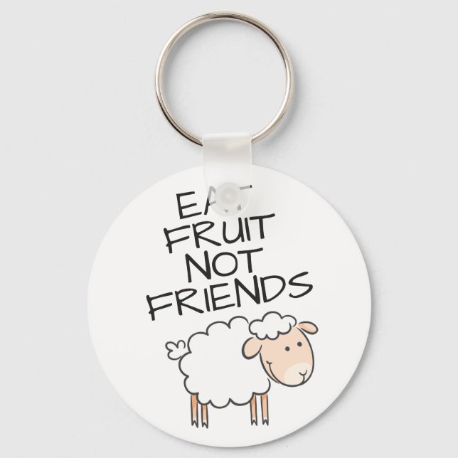 Vegane Essfrucht nicht Freunde niedliche weiße Sch Schlüsselanhänger (Vorderseite)