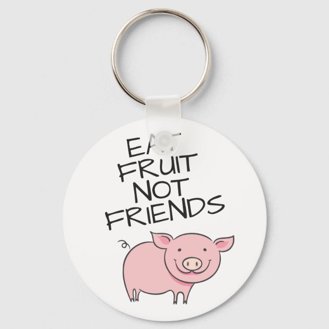 Vegane Essfrucht nicht Freunde niedlichen rosa Pig Schlüsselanhänger (Vorderseite)