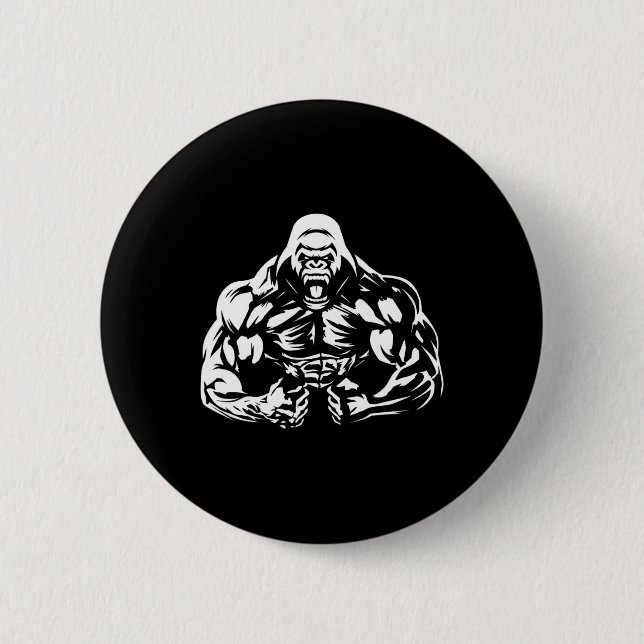 Vegane Fitness Gorilla Workout Button (Vorderseite)
