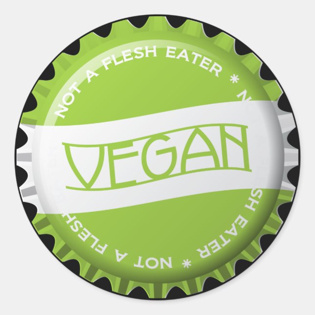 Vegane Flasche Runder Aufkleber (Vorderseite)