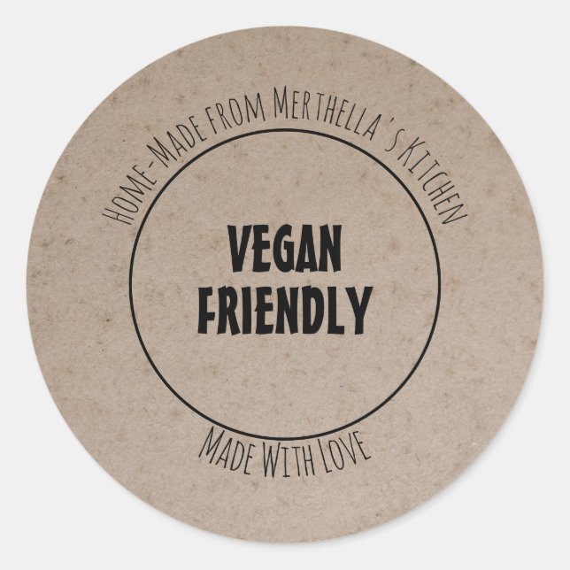VEGANE FRIENDLY-Zuhause - individuell anpassbar Runder Aufkleber (Vorderseite)