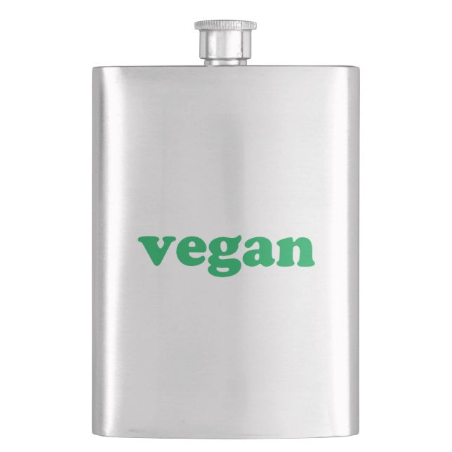 "vegane" grüne Buchstaben Flachmann (Vorderseite)