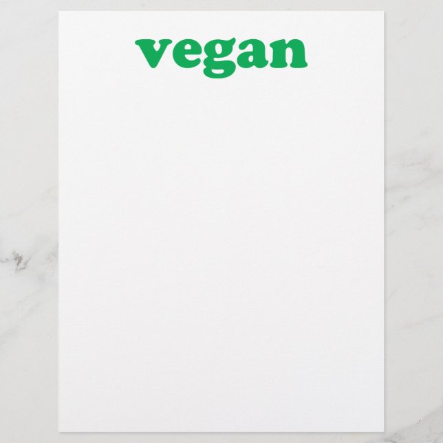 "vegane" grüne Buchstaben, weißer Hintergrund Briefbogen (Vorderseite)