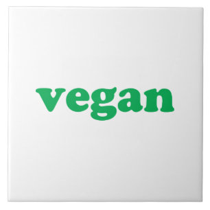 "vegane" grüne Buchstaben, weißer Hintergrund Fliese