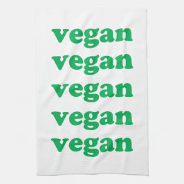 "vegane" grüne Buchstaben, weißer Hintergrund Geschirrtuch