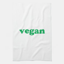 "vegane" grüne Buchstaben, weißer Hintergrund Geschirrtuch