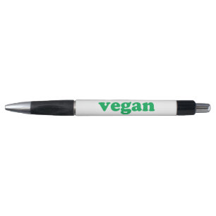 "vegane" grüne Buchstaben, weißer Hintergrund Kugelschreiber