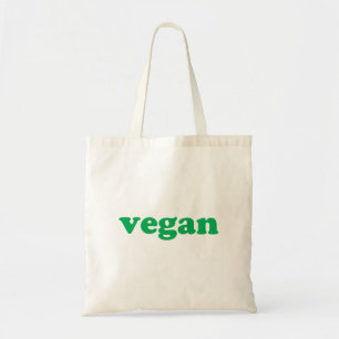 "vegane" grüne Buchstaben, weißer Hintergrund Tragetasche