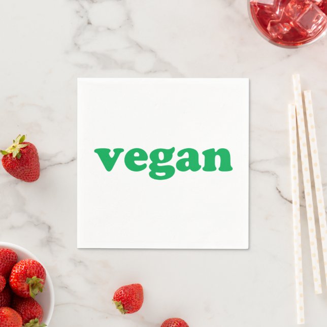 "vegane" grüne Buchstaben, Weißpapier Serviette (Beispiel)