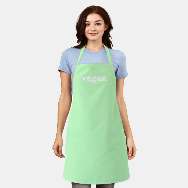 Vegane, grüne, moderne Typografie minimalistisch Schürze (Getragen)