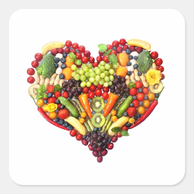 VEGANE LIEBE - Ihr Herz Quadratischer Aufkleber (Vorderseite)