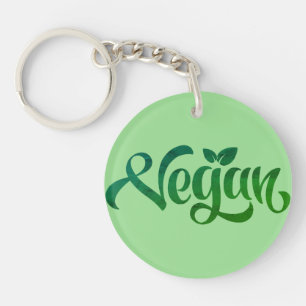 Vegane Logo-Grüne Typografie Schlüsselanhänger
