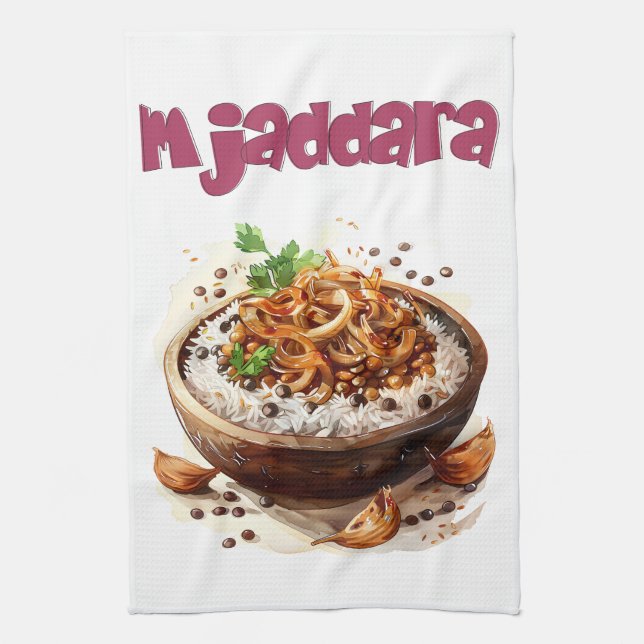 Vegane Mujaddara Arabische Food Lentils م ج د ر ة  Geschirrtuch (Vertikal)