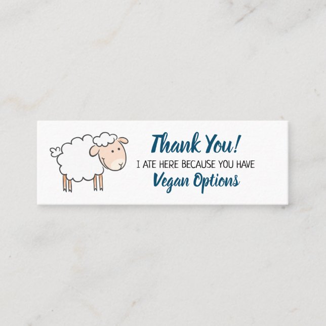Vegane Option Vielen Dank an Restaurant Outreach Mini Visitenkarte (Vorderseite)