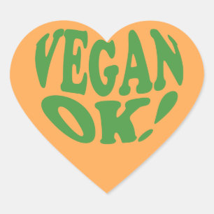 Vegane Orange-Heftaufkleber Herz-Aufkleber