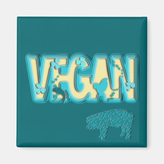 Vegane Papierausschnitt Magnet (Vorne)