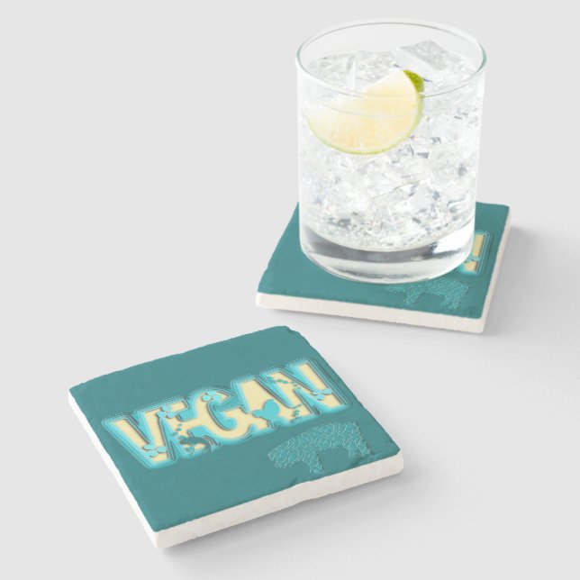 Vegane Papierausschnitt Steinuntersetzer (Seitenansicht)