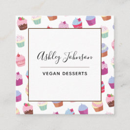 Vegane Pflanze Nachspeisen Cupcake Muster Soziales Quadratische Visitenkarte