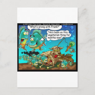 Vegane Piranhas Lustige Abseitige Cartoon Geschenk Postkarte