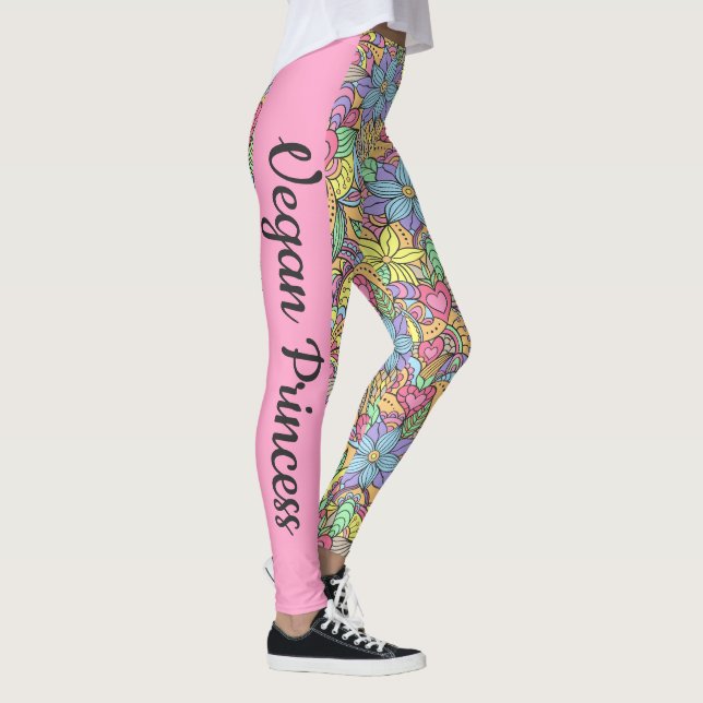Vegane Prinzessin farbenfrohe Blumenmandala Leggings (Rechts)